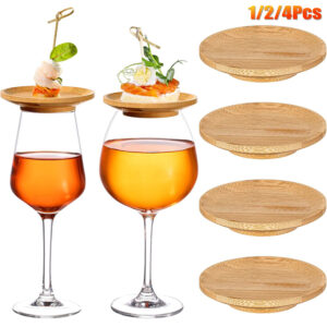 Wine Glass Charcuterie Topper — Bamboo Appetizer Plates for Wine Glasses